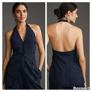 NWT Maeve Linen Blend Halter Vest Sz L